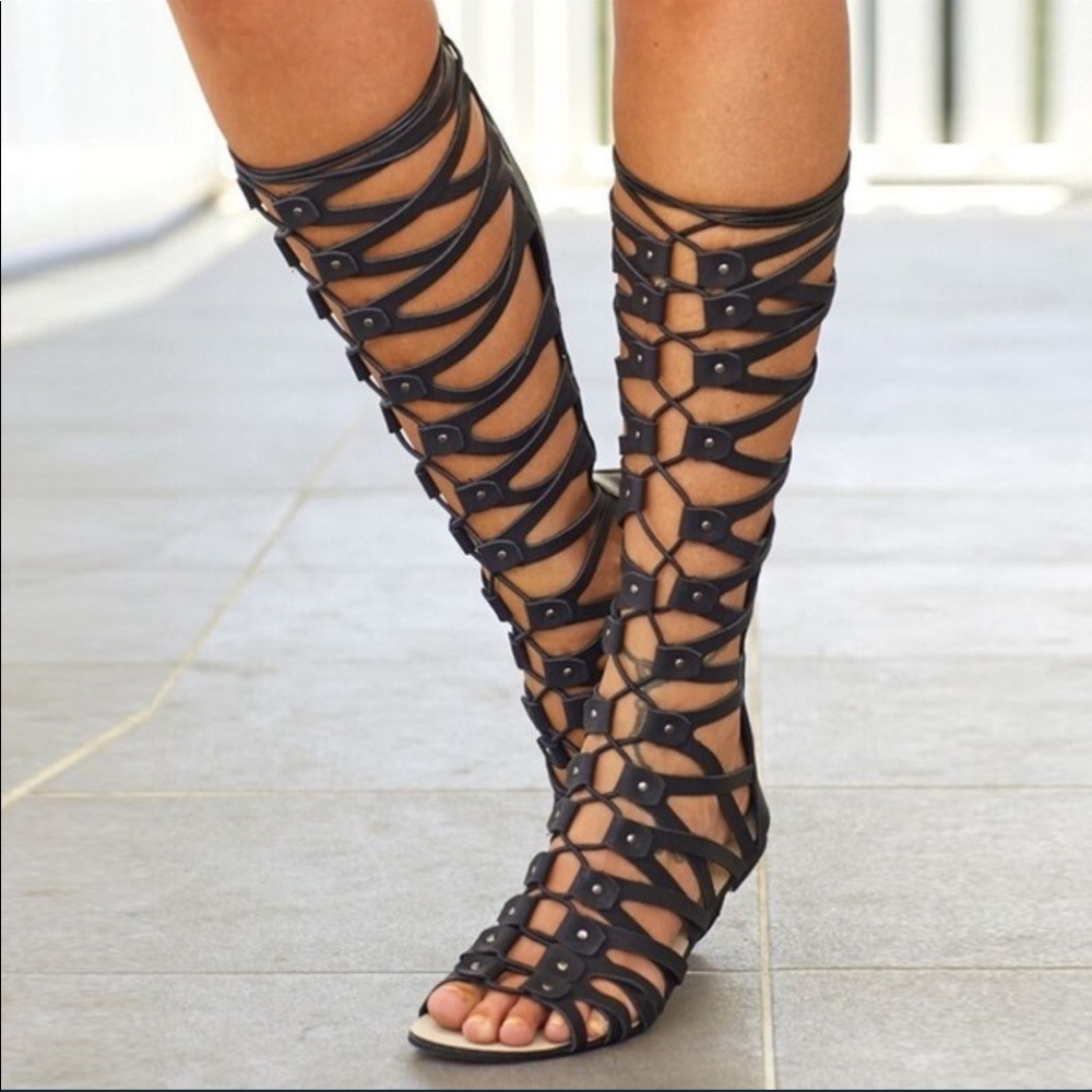 Black knee high slippers